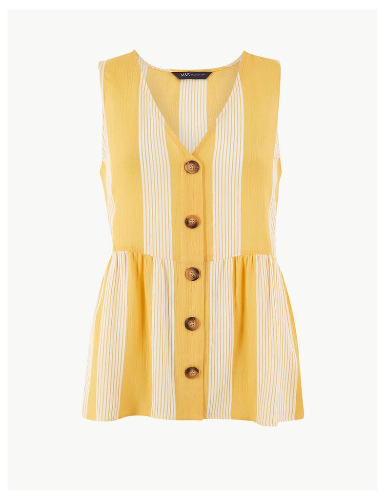 M&S Collection Striped Button Detailed Blouse