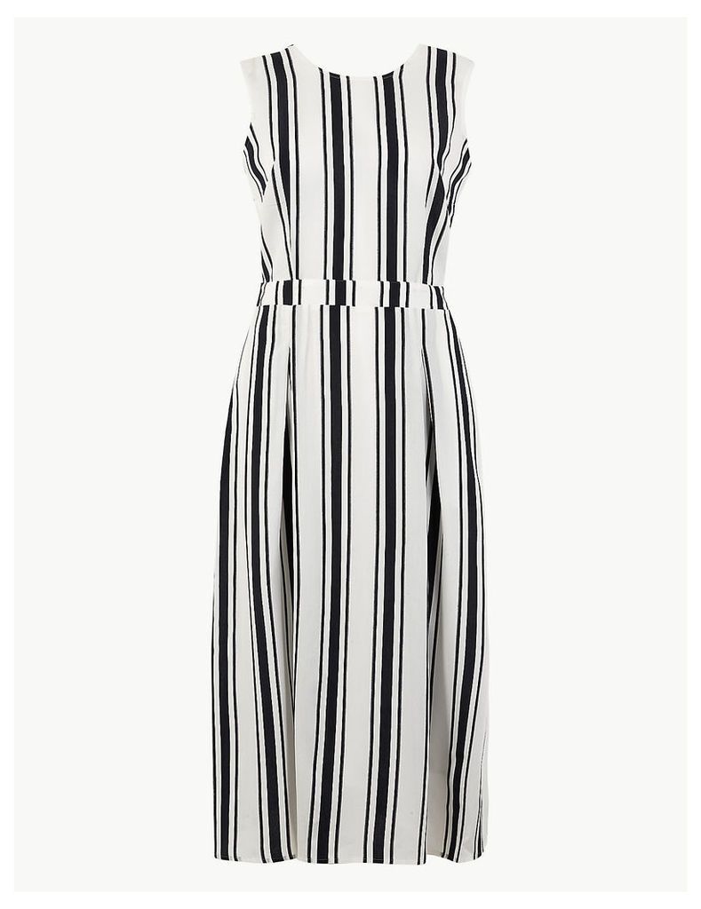 M&S Collection Striped Waisted Midi Dress