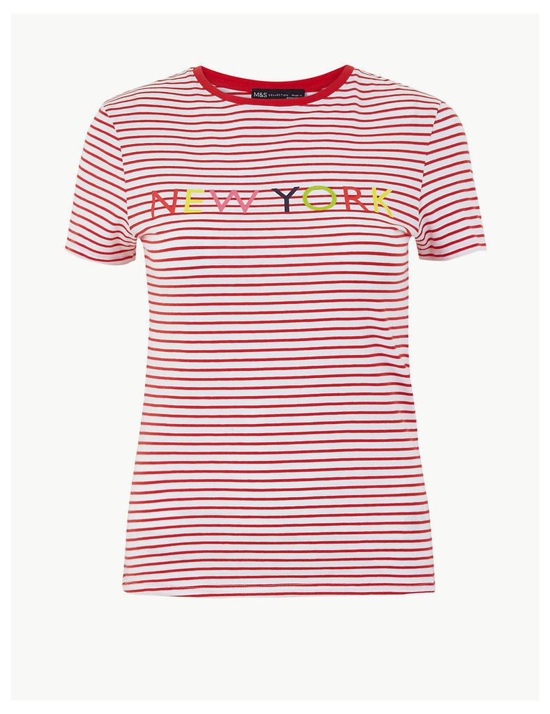 M&S Collection Striped New York Fitted T-Shirt