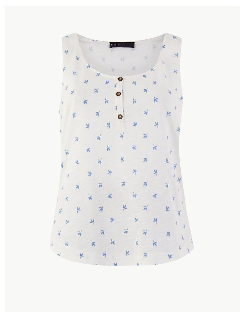 M&S Collection Pure Cotton Floral Relaxed Fit Vest Top