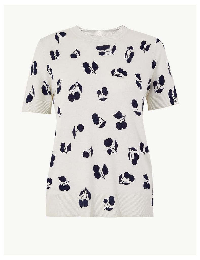M&S Collection Printed Short Sleeve Knitted Top