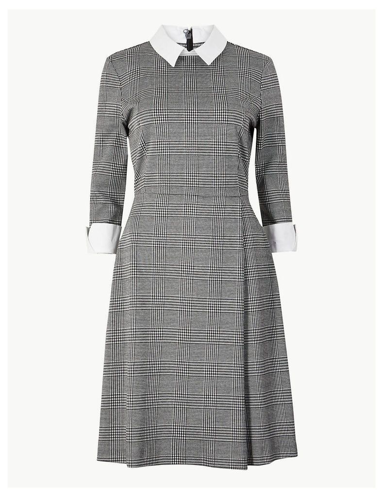 M&S Collection Checked Fit & Flare Midi Dress