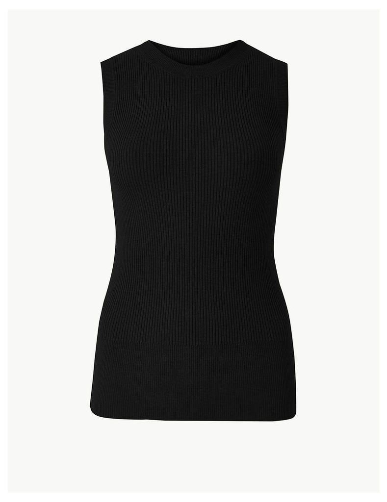 M&S Collection Ribbed Round Neck Knitted Top