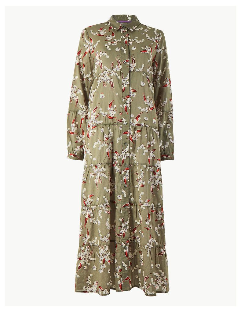 Per Una Pure Cotton Floral Print Shirt Dress