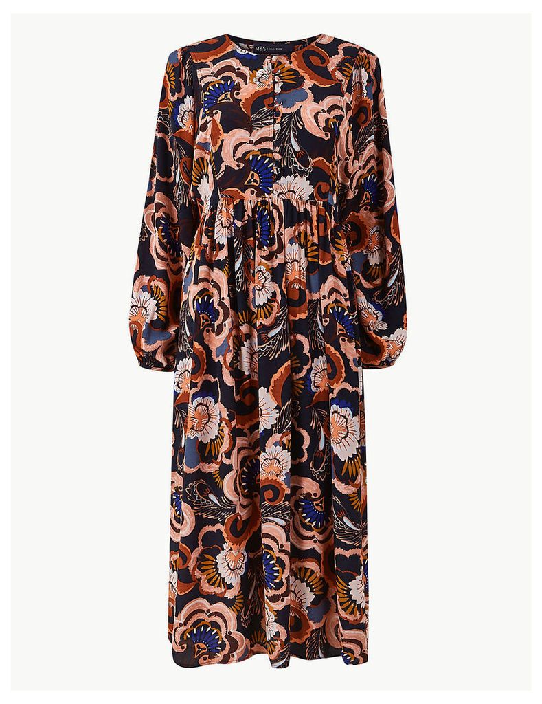 M&S Collection Bib Detail Floral Relaxed Midi Dress