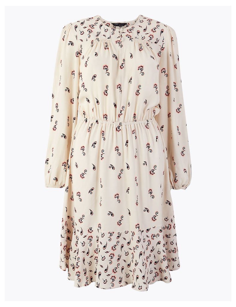 M&S Collection Printed Knee Length Waisted Dress