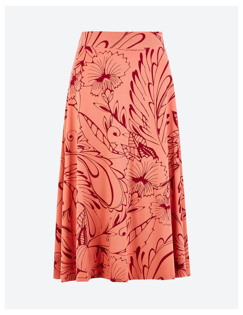 M&S Collection Floral Jersey A-Line Midi Skirt