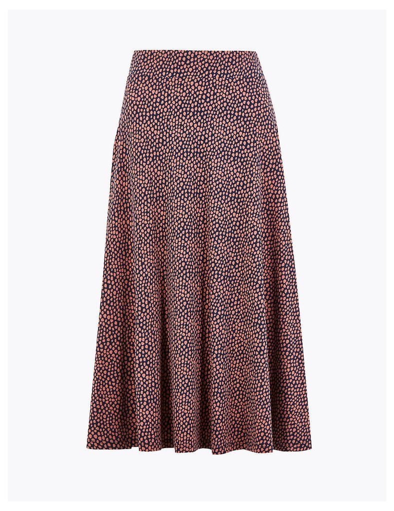 M&S Collection Jersey Spot Print Midi Skirt