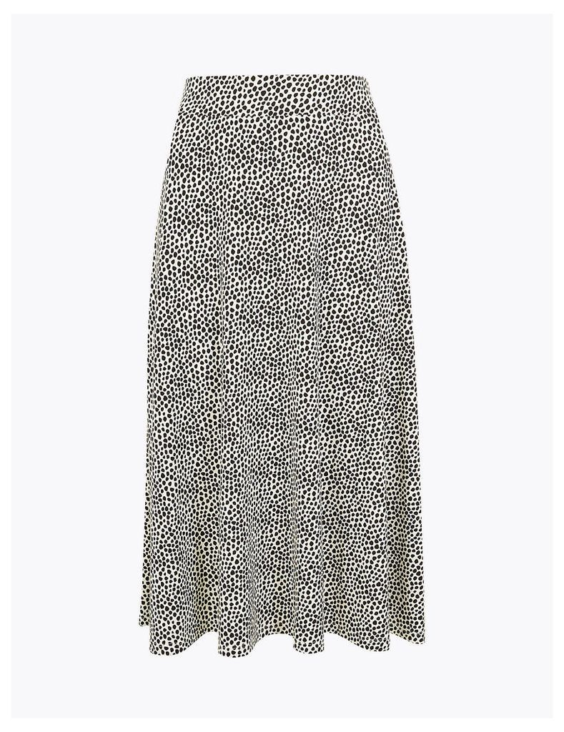 M&S Collection Jersey Spot Print Midi Skirt