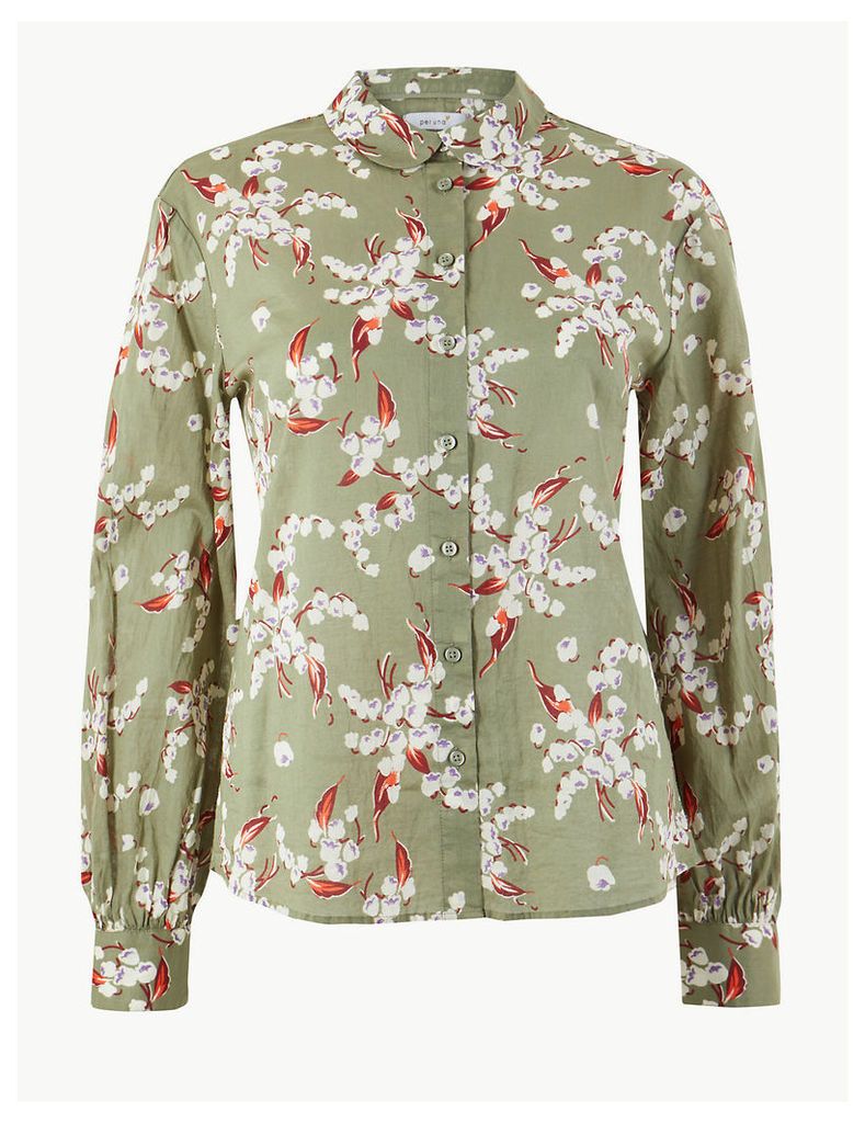 Per Una Floral Peplum Back Long Sleeve Shirt
