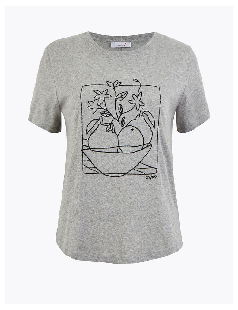 Per Una Pure Cotton Embroidered T-Shirt