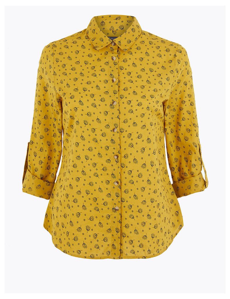 M&S Collection PETITE Pure Cotton Printed Shirt