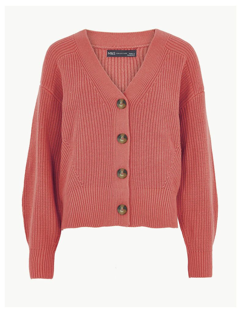 M&S Collection Cotton Rich Button Detailed Cardigan