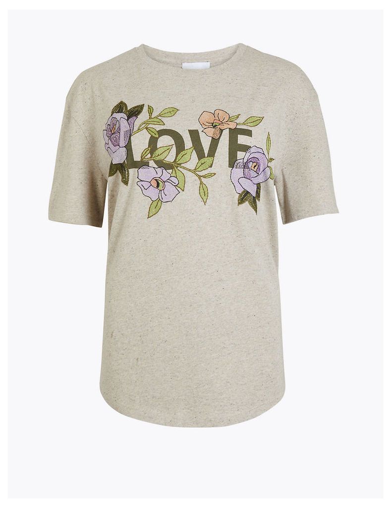 Per Una Embroidered Love Graphic T-Shirt