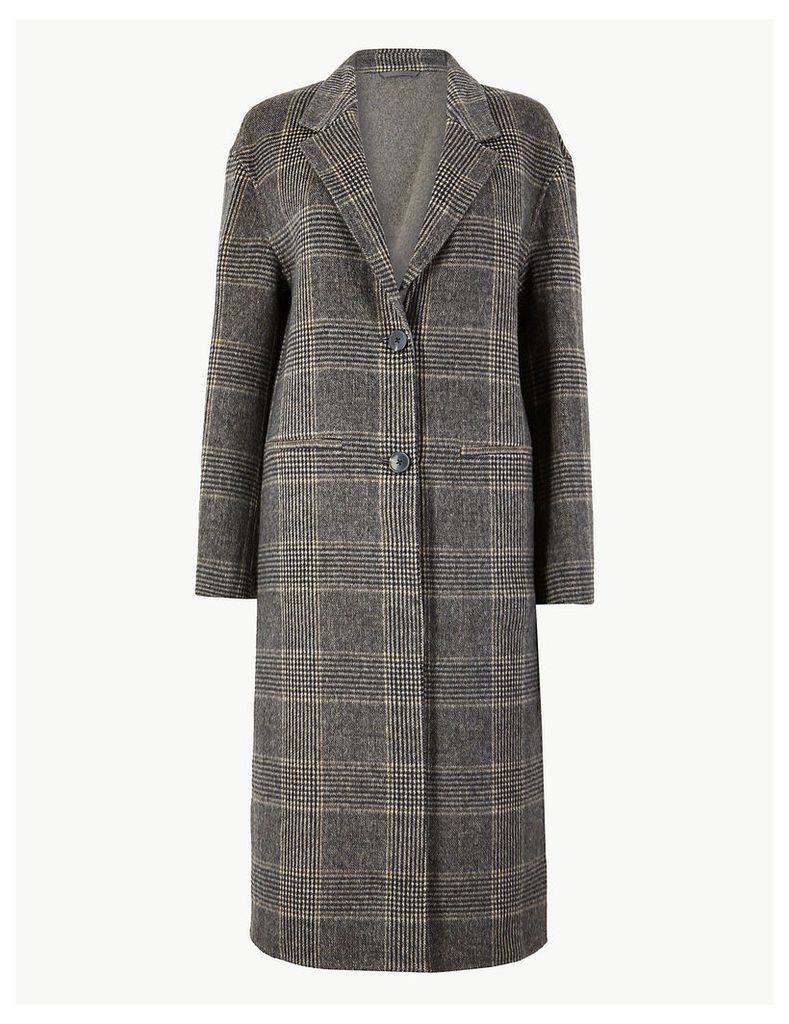 M&S Collection Checked Double Faced Coat