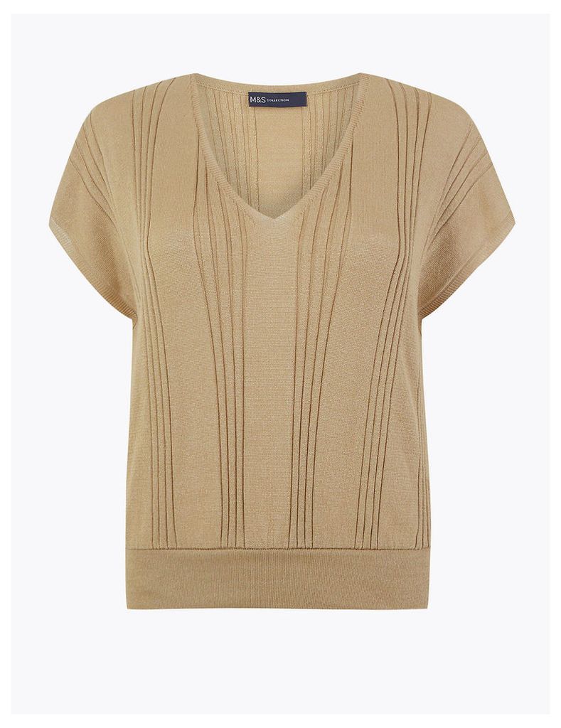M&S Collection Sheer Ribbed Knitted Top