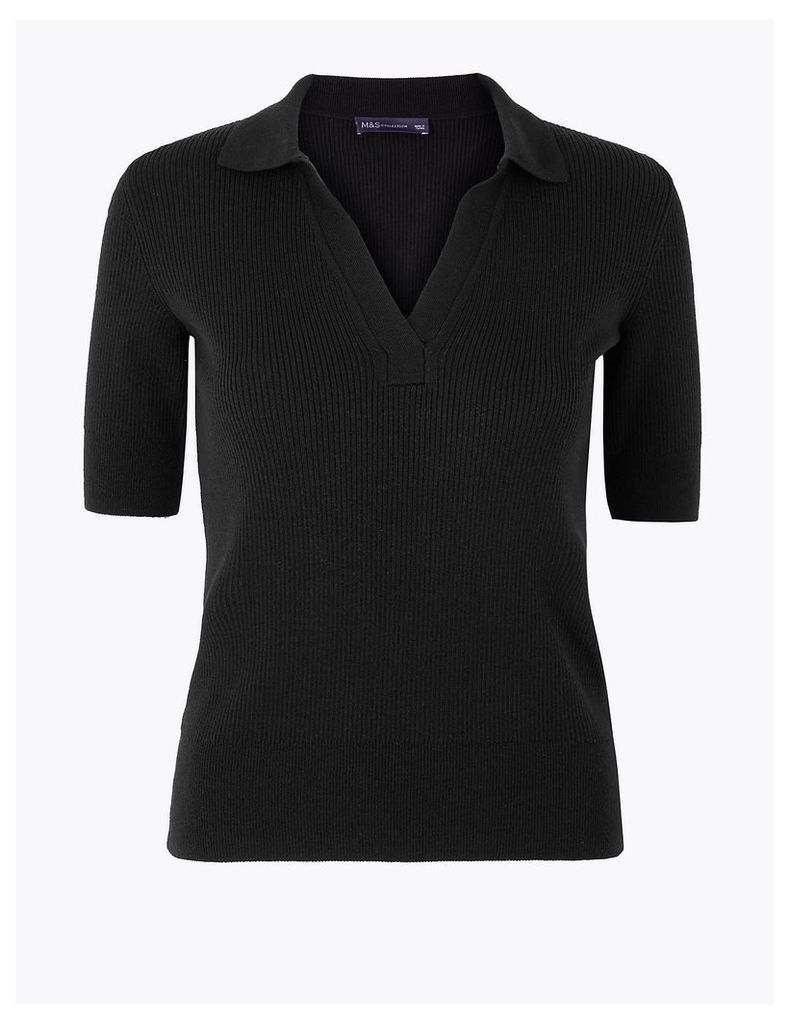 M&S Collection Collared Neck Short Sleeve Jumper