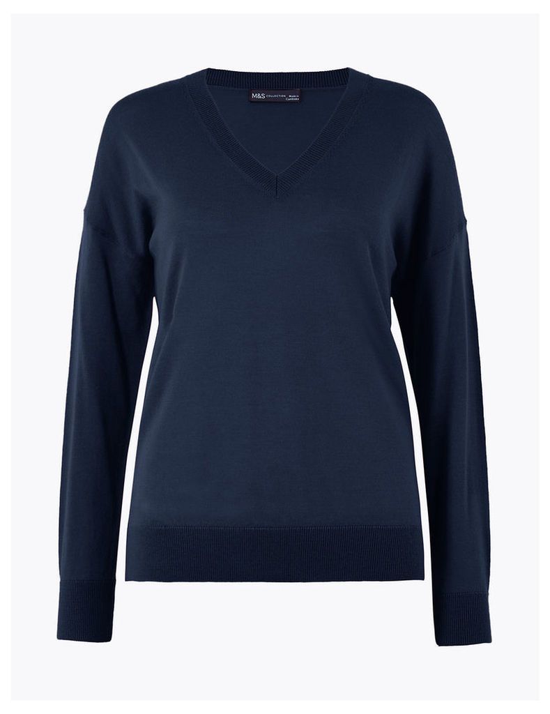 M&S Collection Pure Merino Wool Relaxed Fit V-Neck Jumper