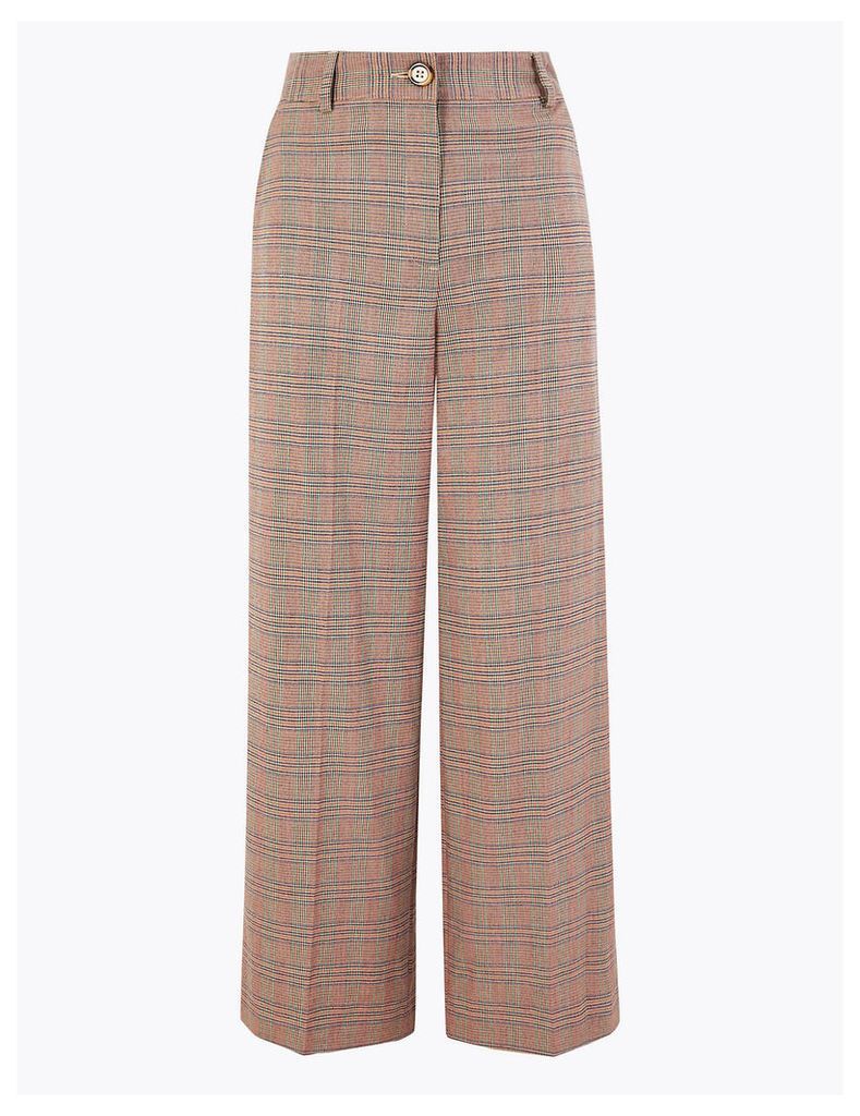 M&S Collection Checked Wide Leg 7/8th Trousers