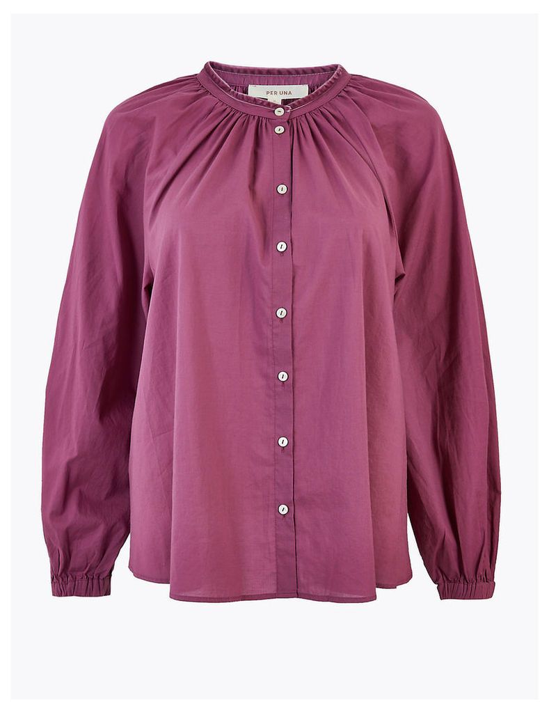 Per Una Pure Cotton Blouson Sleeve Blouse