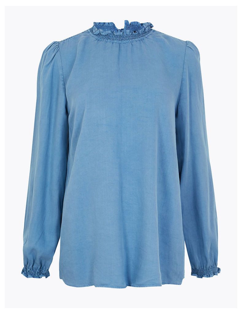 M&S Collection Ruffled High Neck Blouse