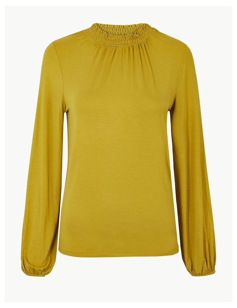M&S Collection Gathered Neck Long Sleeve Top