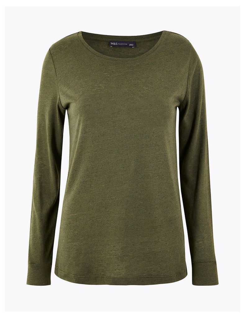M&S Collection Linen Blend Regular Fit T-Shirt