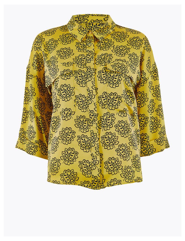 M&S Collection Printed Satin Oversized Shirt