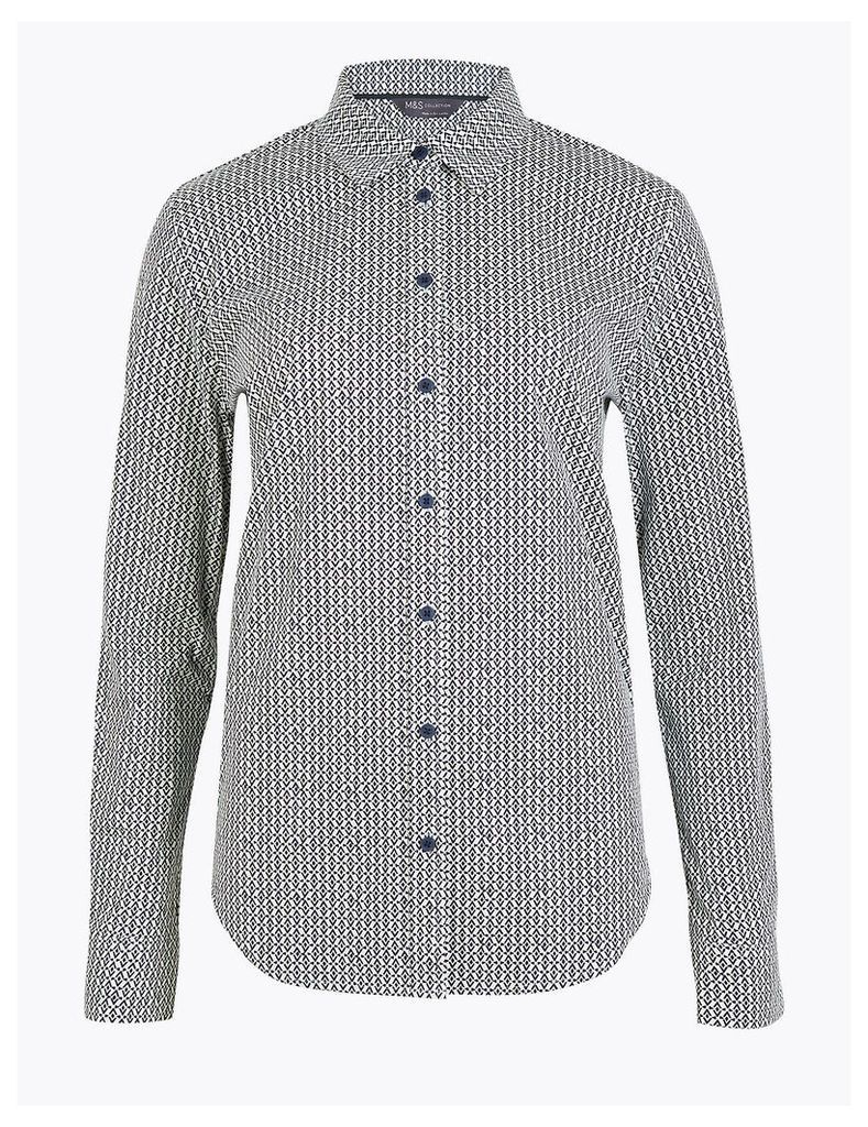 M&S Collection Pima Cotton Geometric Print Shirt