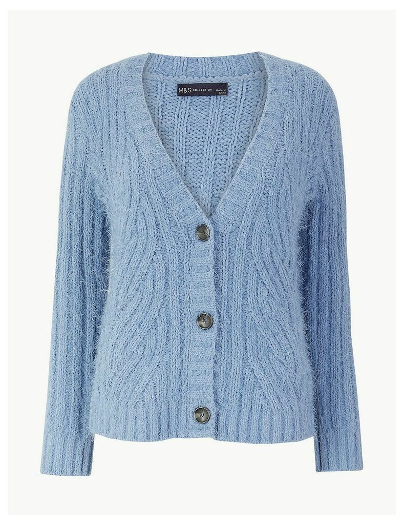 M&S Collection Chenille Cable Knit V-Neck Cardigan