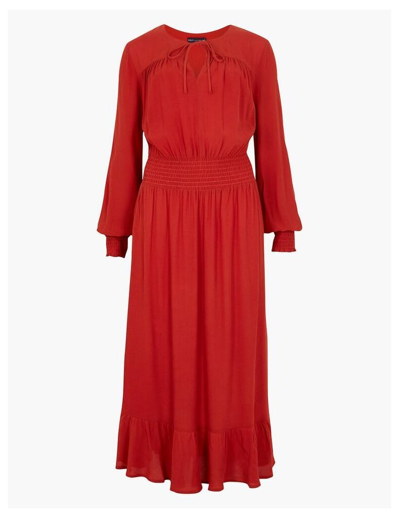 M&S Collection Tie Neck Waisted Midi Dress