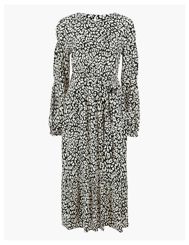 M&S Collection Animal Print Belted Waisted Midi Dress