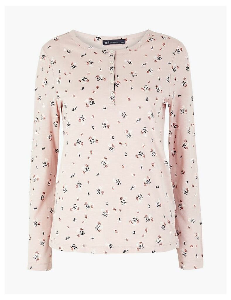 M&S Collection Pure Cotton Floral Long Sleeve Top