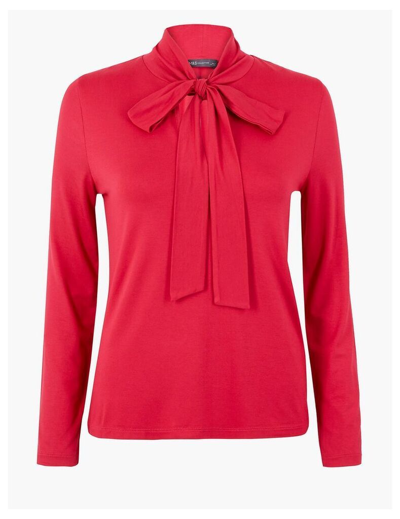 M&S Collection Fitted Tie Neck Top