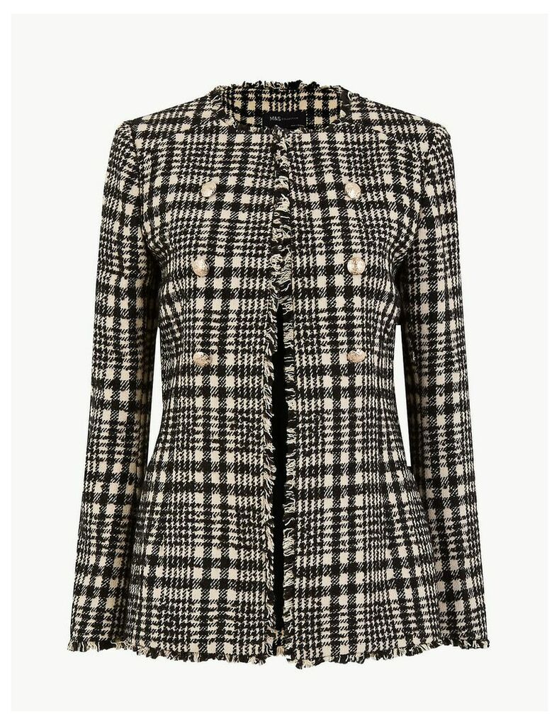 M&S Collection Tweed Checked Longline Blazer