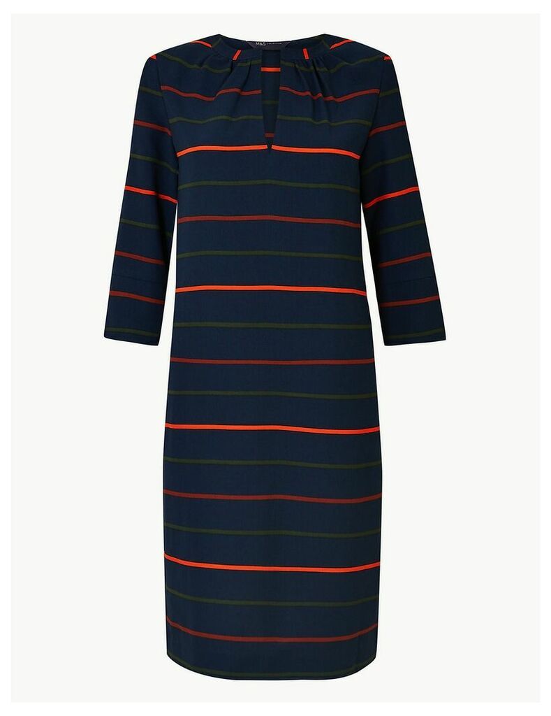 M&S Collection Striped 3/4 Sleeve Shift Dress