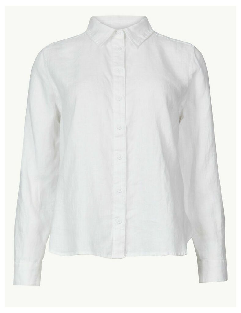 M&S Collection PETITE Pure Linen Button Detailed Shirt