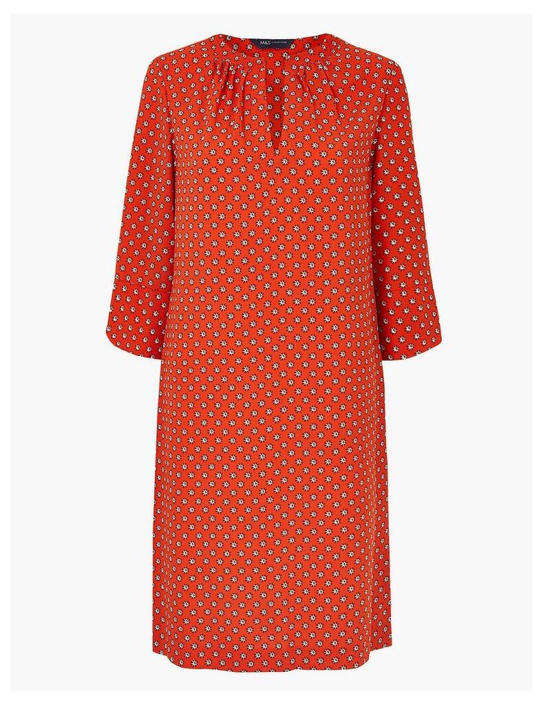 M&S Collection Ditsy Print 3/4 Sleeve Shift Dress