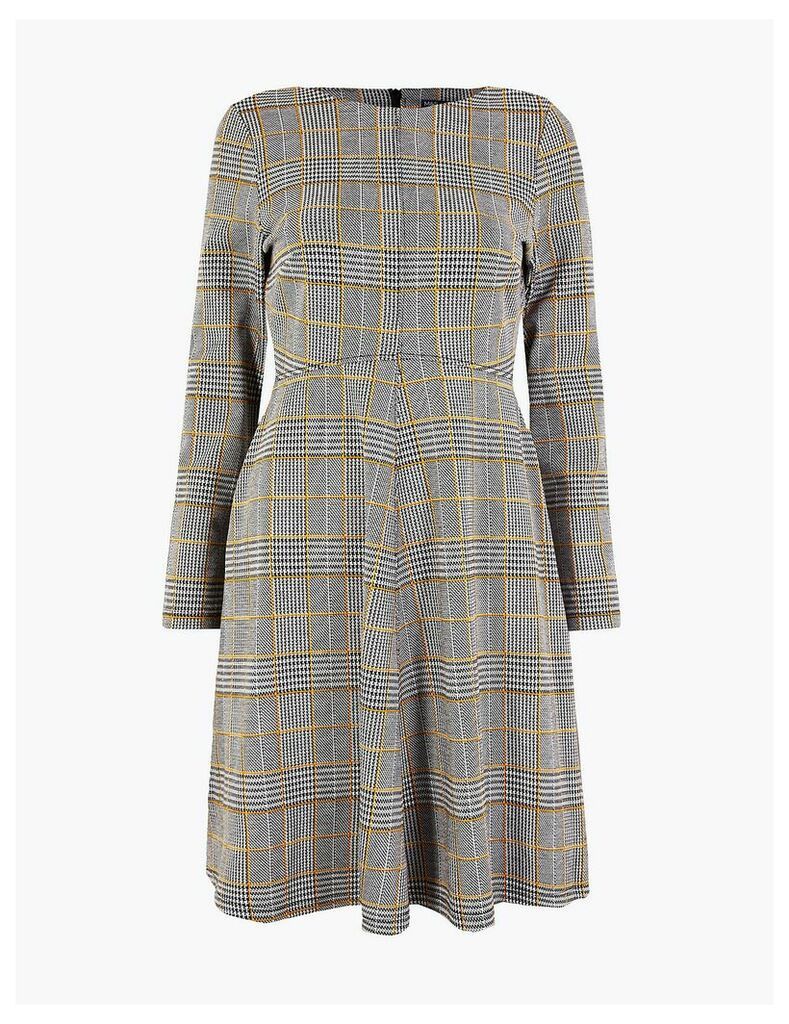 M&S Collection PETITE Checked Fit & Flare Dress
