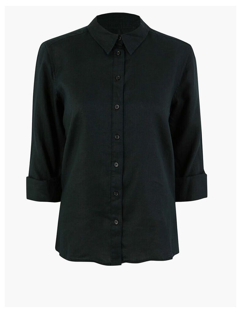M&S Collection Pure Linen Button Detailed Shirt