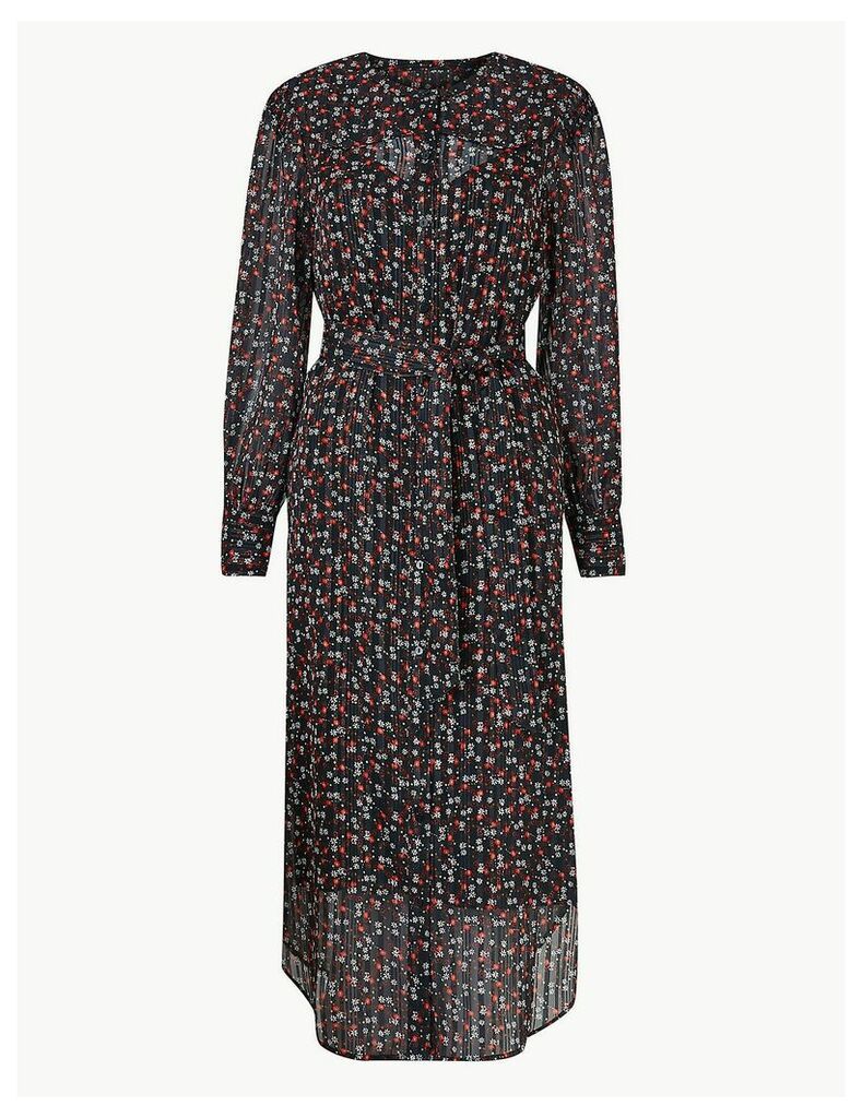 M&S Collection Western Ditsy Print Waisted Midi Dress