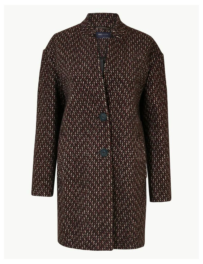 M&S Collection Herringbone Cocoon Coat with Wool