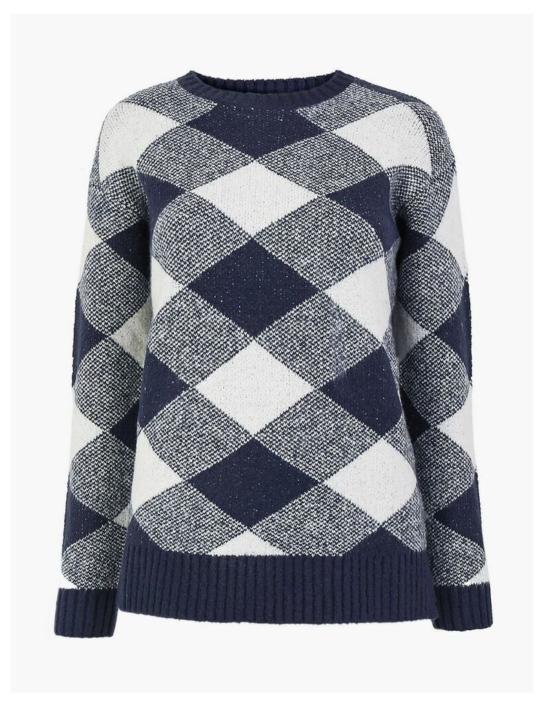 M&S Collection Checked Relaxed Fit Jumper