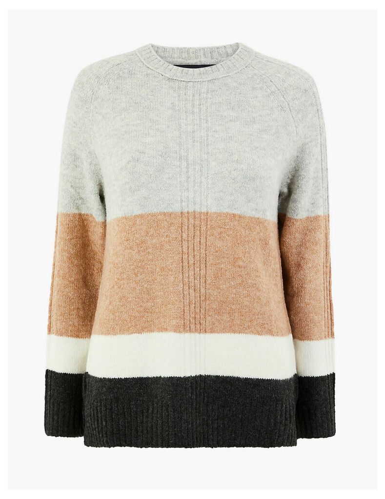 M&S Collection Colour Block Relaxed Fit Jumper