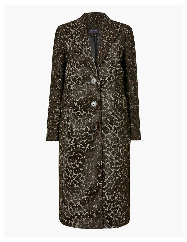 M&S Collection Tailored Jacquard Coat with Wool