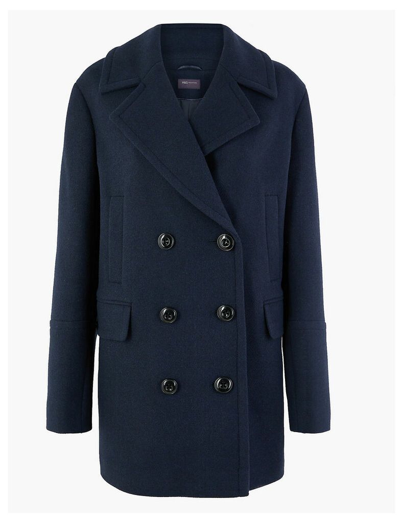M&S Collection Double Breasted Peacoat with Wool