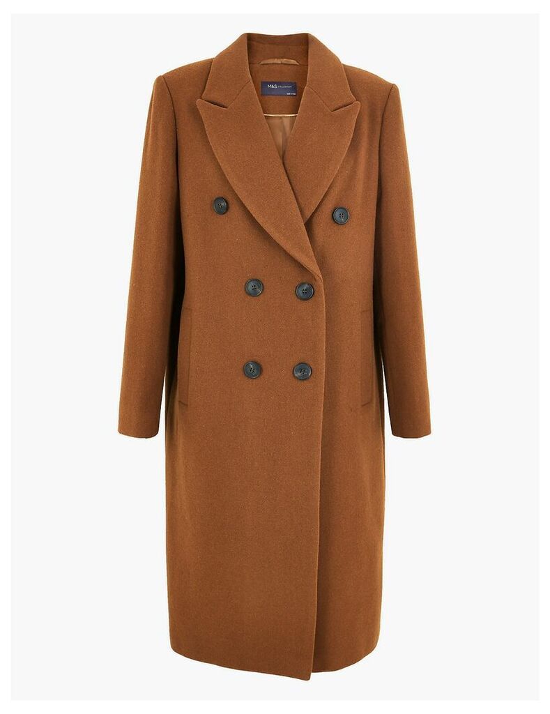 M&S Collection Wool Blend Double Breasted Overcoat