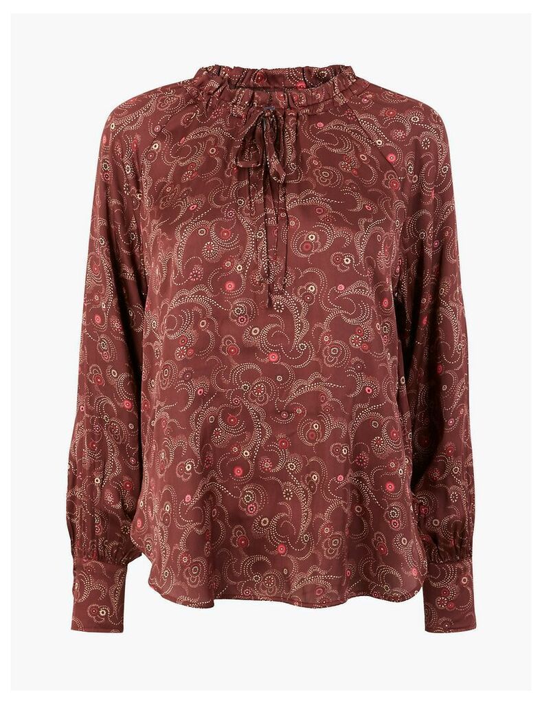 M&S Collection Satin Printed Popover Blouse