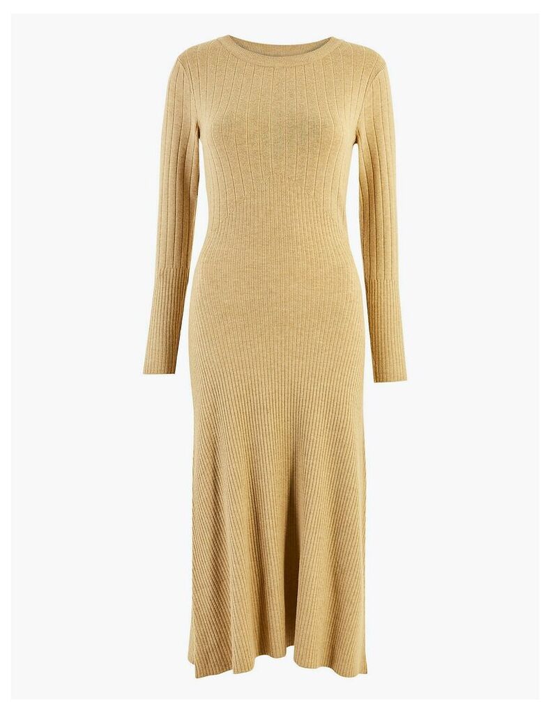 M&S Collection Ribbed Fit & Flare Knitted Midi Dress