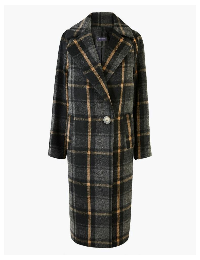 M&S Collection Checked Cocoon Overcoat